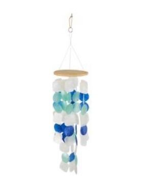 🚨BOGO FREE Coastal Capiz Shell Wind Chime Blue, Aqua & White approx 25” Long NIB